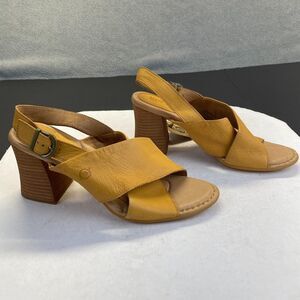 Born Women's Tessa Leather Heel Sandal mustard,Size 11M,Preppy,Womens